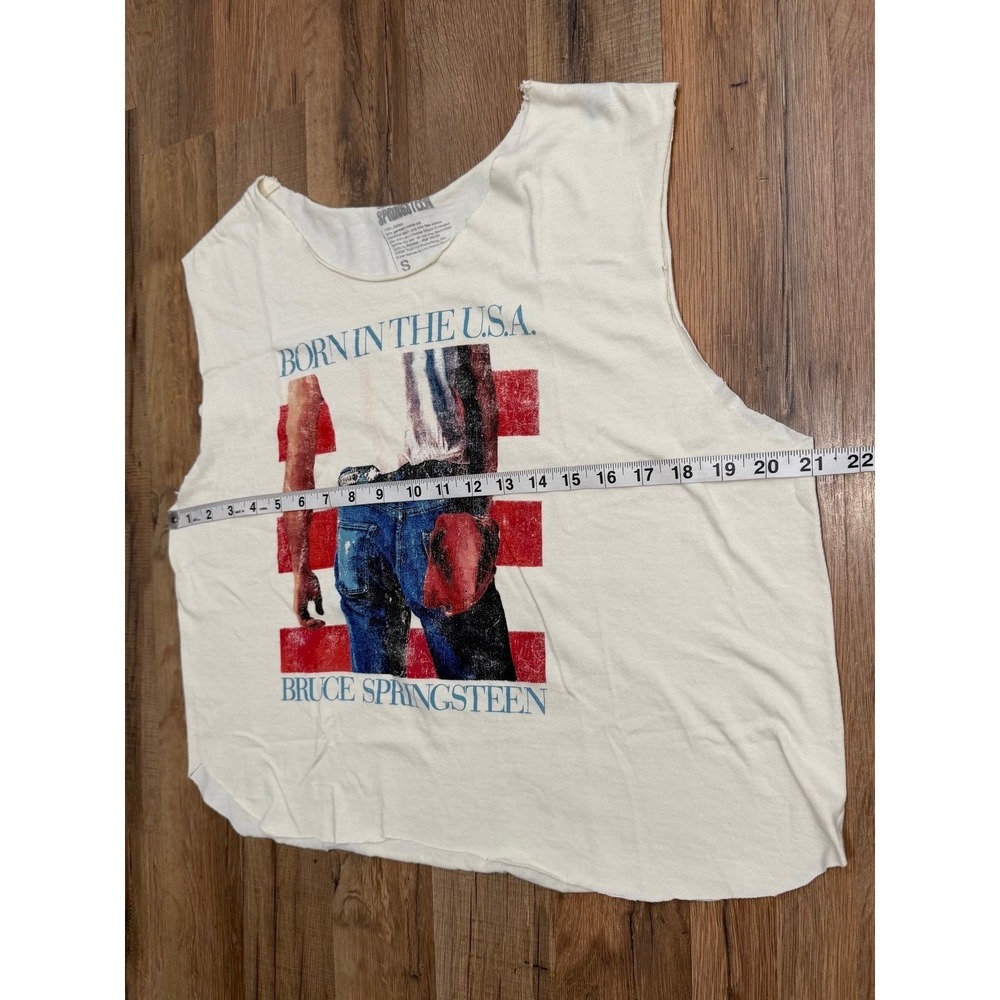 Bruce Springsteen Born in the USA Women S Cutoff Graphic T Shirt Distressed - Picture 8 of 8